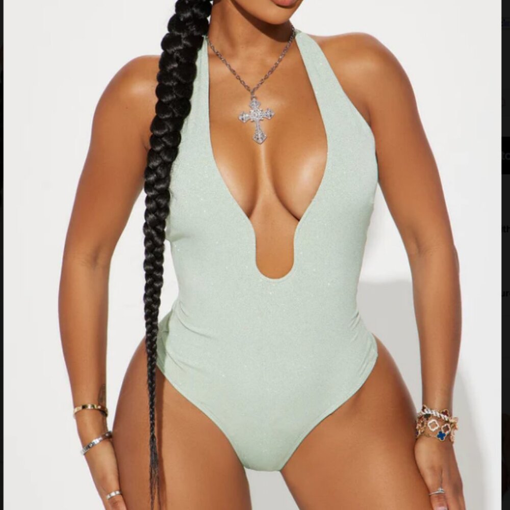 Gianna Glitter Bodysuit - Sage